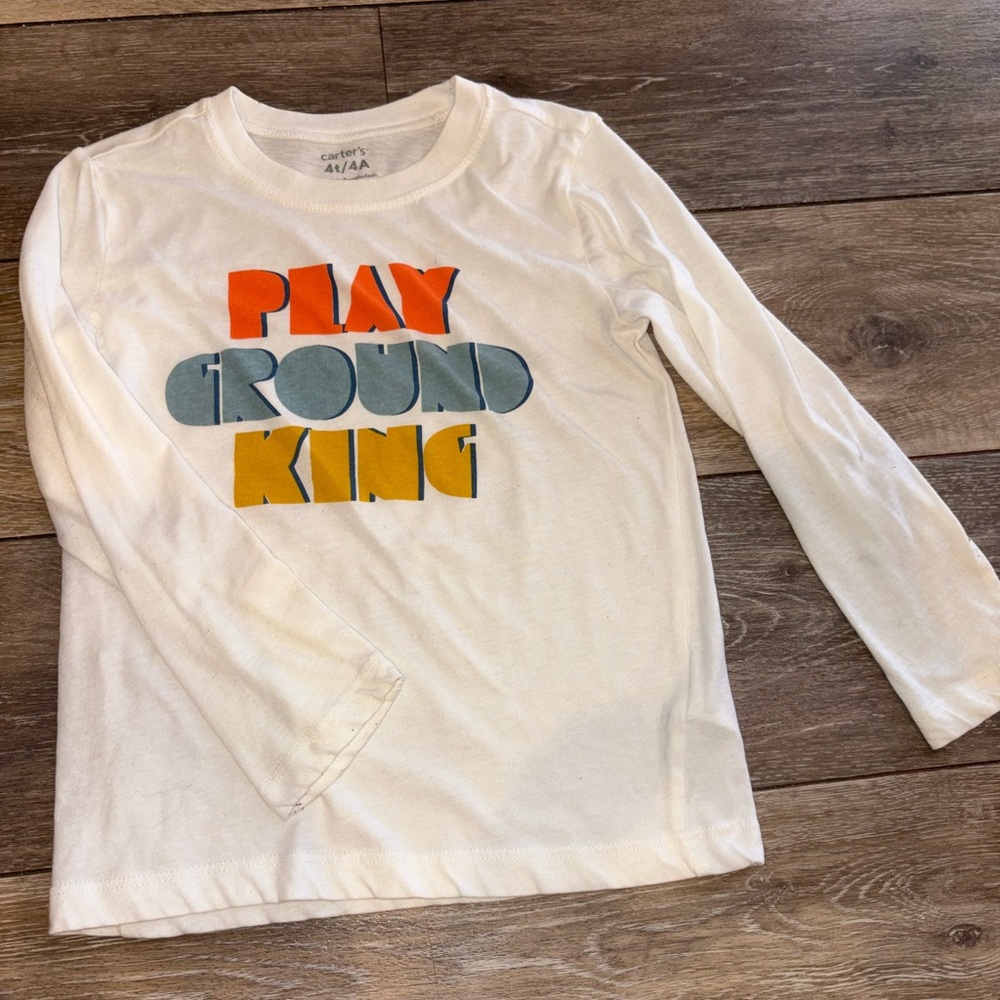 Carter's White and Orange Long Sleeve Tee Play King